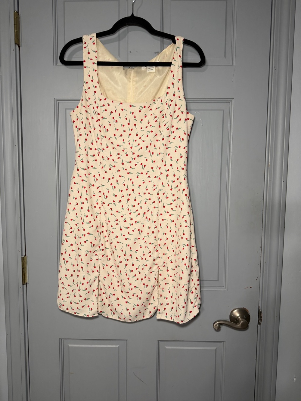 Glamorous Cream Mini Dress with Red Cherry Print